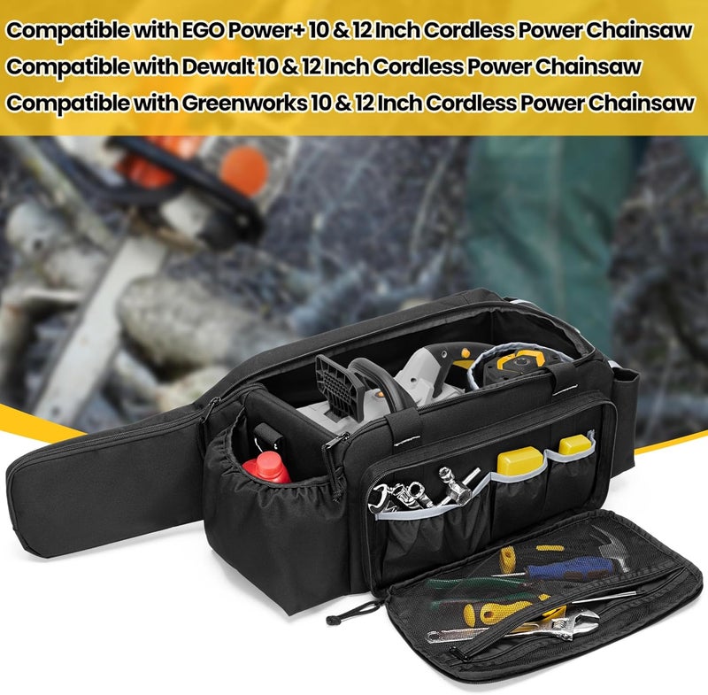 samdew 10 & 12 Inch Chainsaw Carry Case Compatible with EGO Power+ Cordless Power Chainsaw, Chainsaw Storage Bag Compatible with Dewalt & Compatible with Greenworks Chainsaw & Accessories, Bag Only - Image 2
